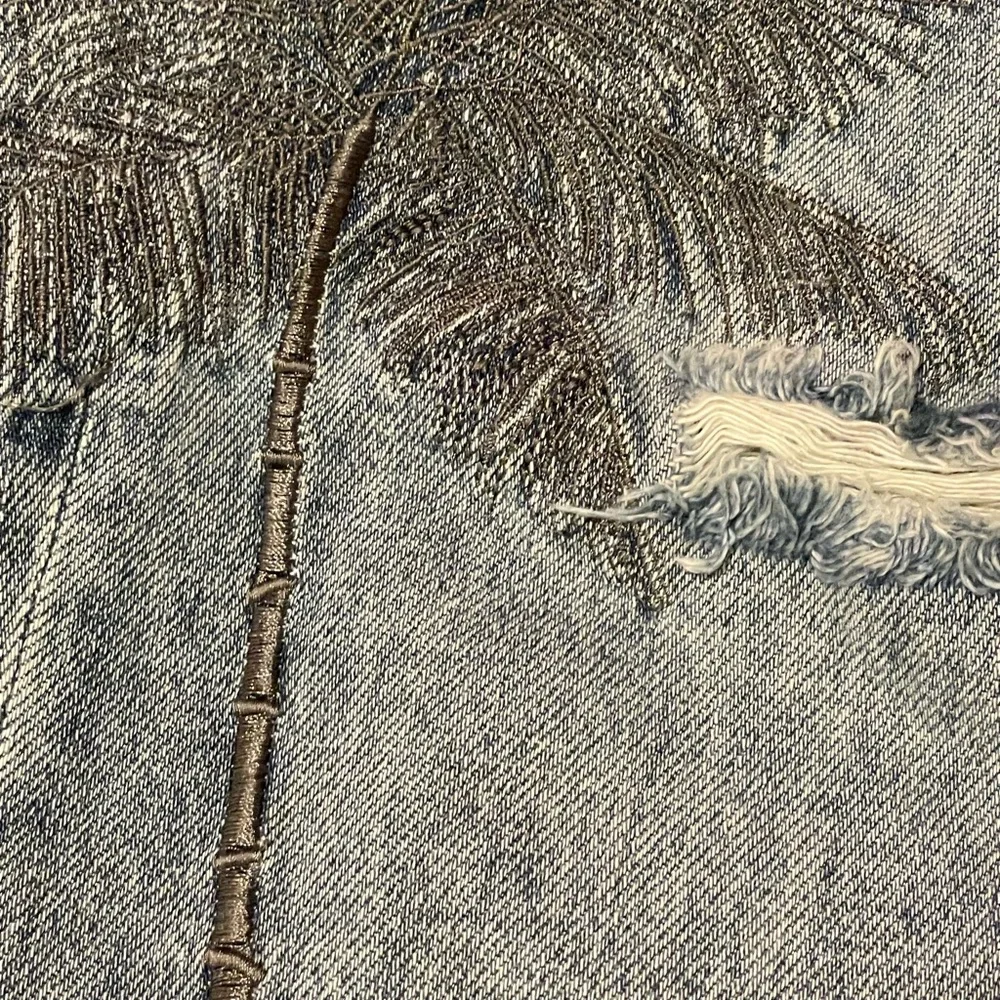 🆕 FREE PEOPLE Sandrine Rose Embroidered Palm Tree🌴 Skinny Jeans🌴 - 5 Button Fly
